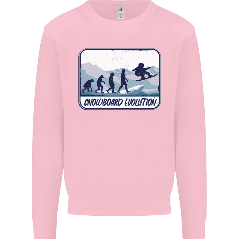 Snowboarding Evolution Funny Snowboarder Kids Sweatshirt Jumper Light Pink