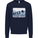 Snowboarding Evolution Funny Snowboarder Kids Sweatshirt Jumper Navy Blue
