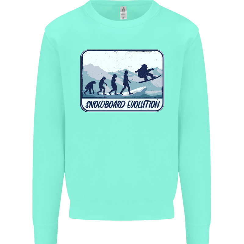 Snowboarding Evolution Funny Snowboarder Kids Sweatshirt Jumper Peppermint