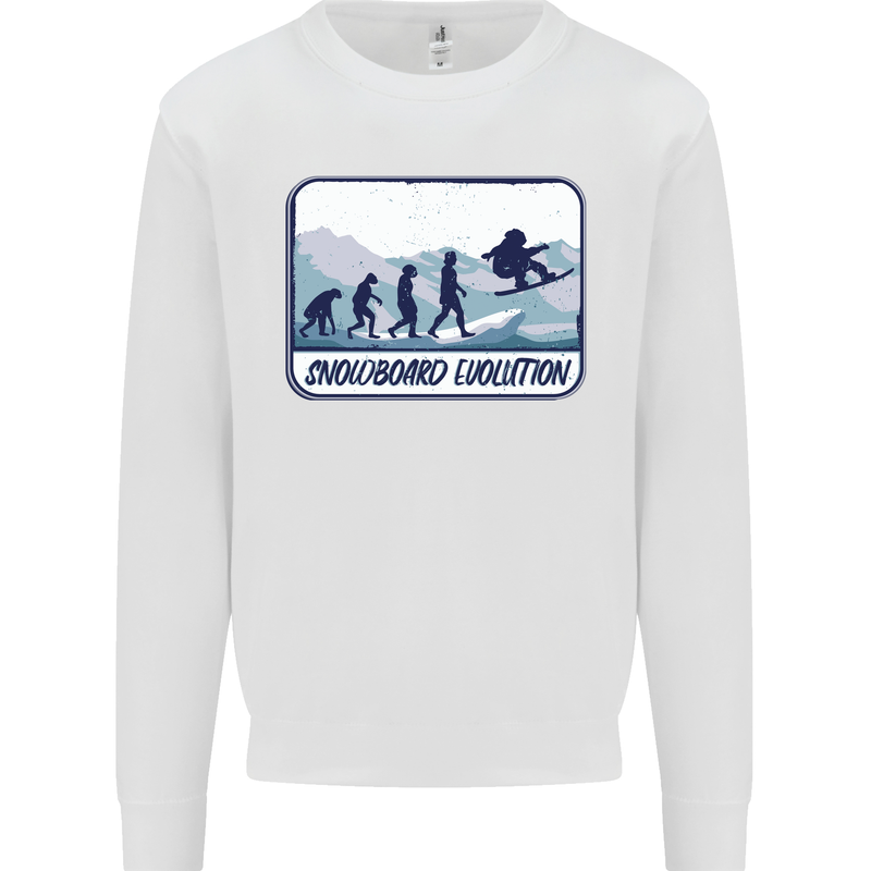 Snowboarding Evolution Funny Snowboarder Kids Sweatshirt Jumper White