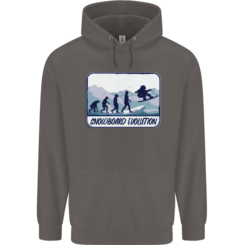 Snowboarding Evolution Funny Snowboarder Mens 80% Cotton Hoodie Charcoal