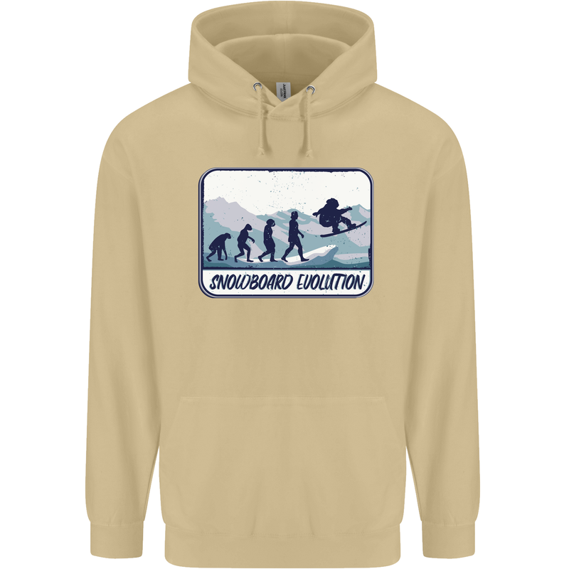 Snowboarding Evolution Funny Snowboarder Mens 80% Cotton Hoodie Sand