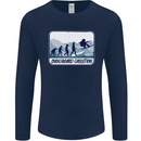 Snowboarding Evolution Funny Snowboarder Mens Long Sleeve T-Shirt Navy Blue