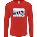 Snowboarding Evolution Funny Snowboarder Mens Long Sleeve T-Shirt Red