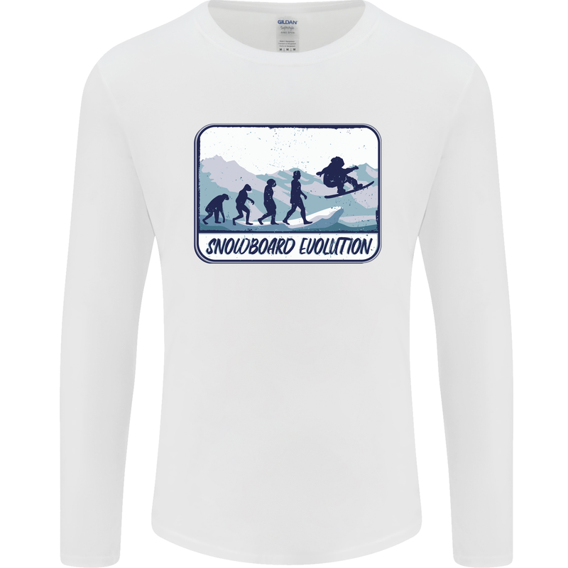 Snowboarding Evolution Funny Snowboarder Mens Long Sleeve T-Shirt White