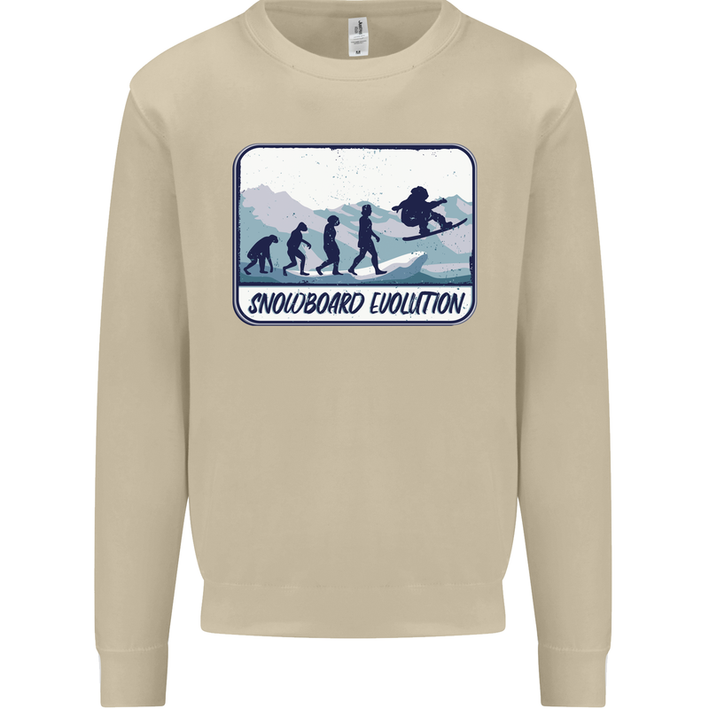 Snowboarding Evolution Funny Snowboarder Mens Sweatshirt Jumper Sand
