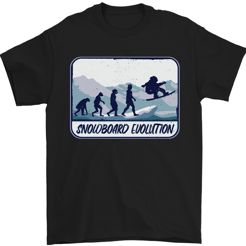 Snowboarding Evolution Funny Snowboarder Mens T-Shirt Cotton Gildan Black
