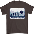 Snowboarding Evolution Funny Snowboarder Mens T-Shirt Cotton Gildan Dark Chocolate