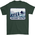 Snowboarding Evolution Funny Snowboarder Mens T-Shirt Cotton Gildan Forest Green
