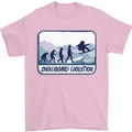 Snowboarding Evolution Funny Snowboarder Mens T-Shirt Cotton Gildan Light Pink