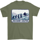 Snowboarding Evolution Funny Snowboarder Mens T-Shirt Cotton Gildan Military Green