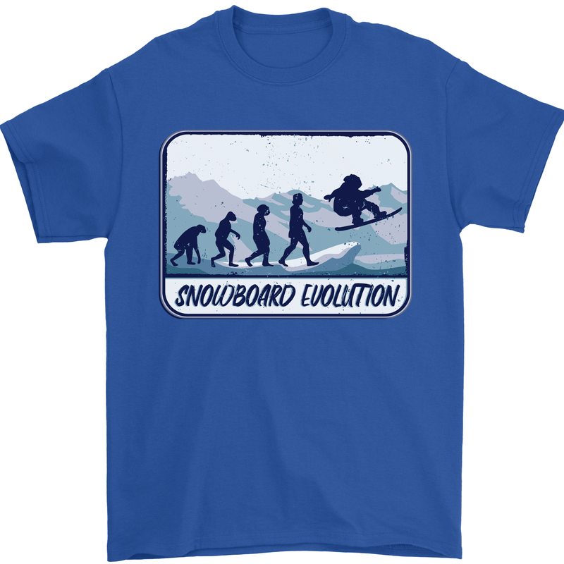 Snowboarding Evolution Funny Snowboarder Mens T-Shirt Cotton Gildan Royal Blue