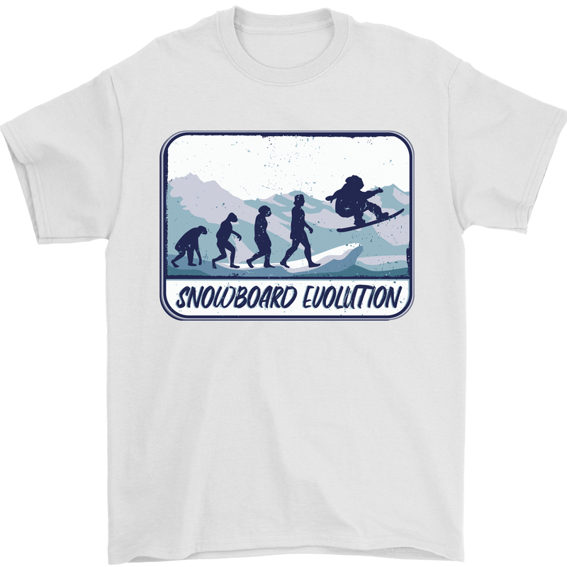 Snowboarding Evolution Funny Snowboarder Mens T-Shirt Cotton Gildan White