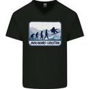 Snowboarding Evolution Funny Snowboarder Mens V-Neck Cotton T-Shirt Black