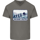 Snowboarding Evolution Funny Snowboarder Mens V-Neck Cotton T-Shirt Charcoal
