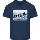 Snowboarding Evolution Funny Snowboarder Mens V-Neck Cotton T-Shirt Navy Blue