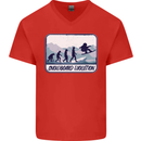 Snowboarding Evolution Funny Snowboarder Mens V-Neck Cotton T-Shirt Red