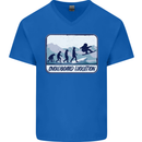Snowboarding Evolution Funny Snowboarder Mens V-Neck Cotton T-Shirt Royal Blue