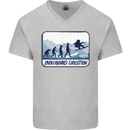 Snowboarding Evolution Funny Snowboarder Mens V-Neck Cotton T-Shirt Sports Grey