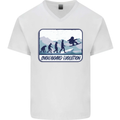 Snowboarding Evolution Funny Snowboarder Mens V-Neck Cotton T-Shirt White