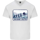Snowboarding Evolution Funny Snowboarder Mens V-Neck Cotton T-Shirt White