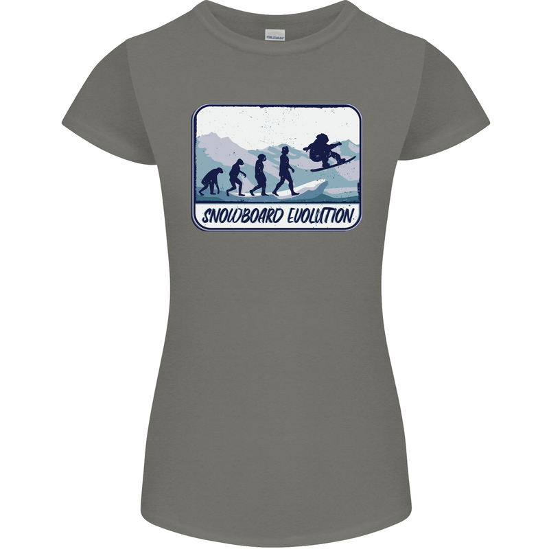 Snowboarding Evolution Funny Snowboarder Womens Petite Cut T-Shirt Charcoal
