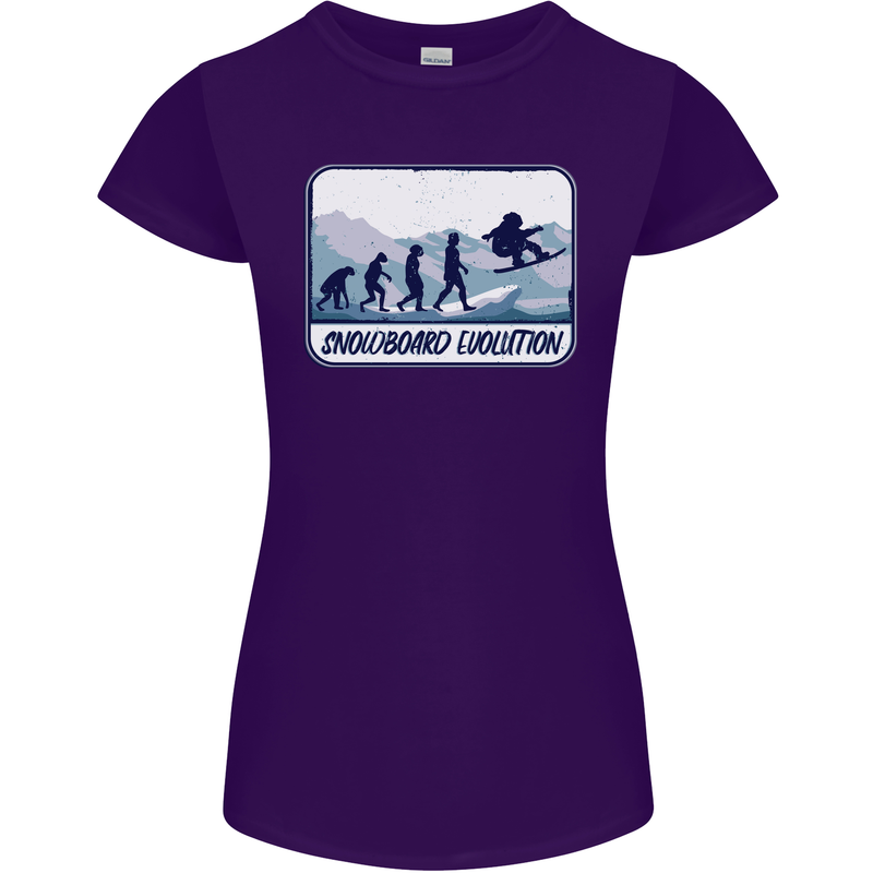 Snowboarding Evolution Funny Snowboarder Womens Petite Cut T-Shirt Purple