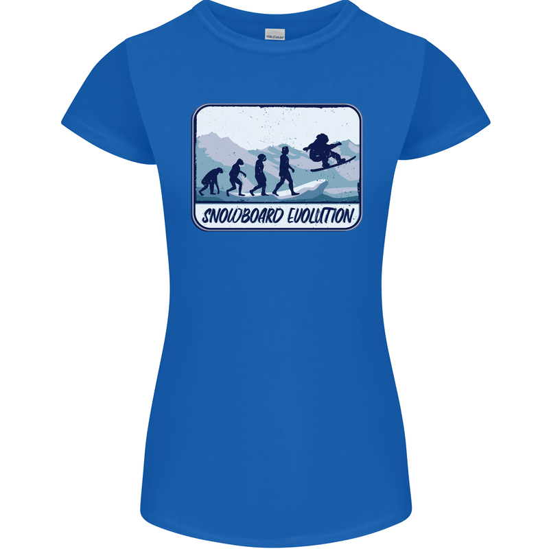 Snowboarding Evolution Funny Snowboarder Womens Petite Cut T-Shirt Royal Blue