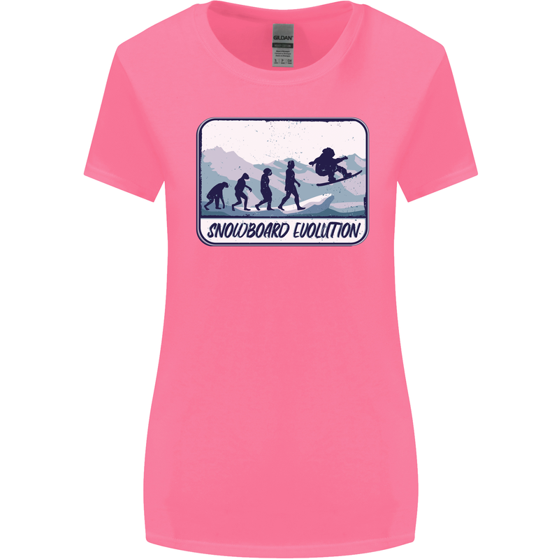 Snowboarding Evolution Funny Snowboarder Womens Wider Cut T-Shirt Azalea