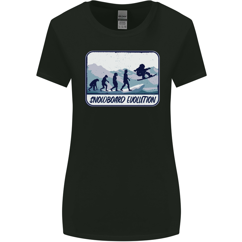 Snowboarding Evolution Funny Snowboarder Womens Wider Cut T-Shirt Black