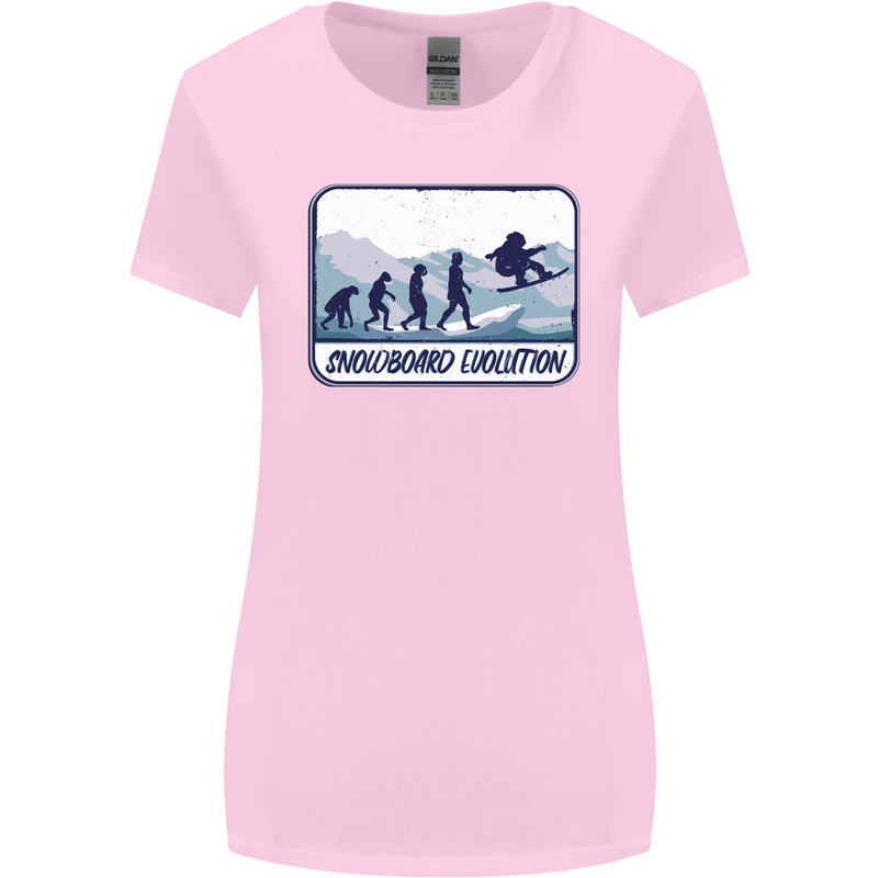 Snowboarding Evolution Funny Snowboarder Womens Wider Cut T-Shirt Light Pink