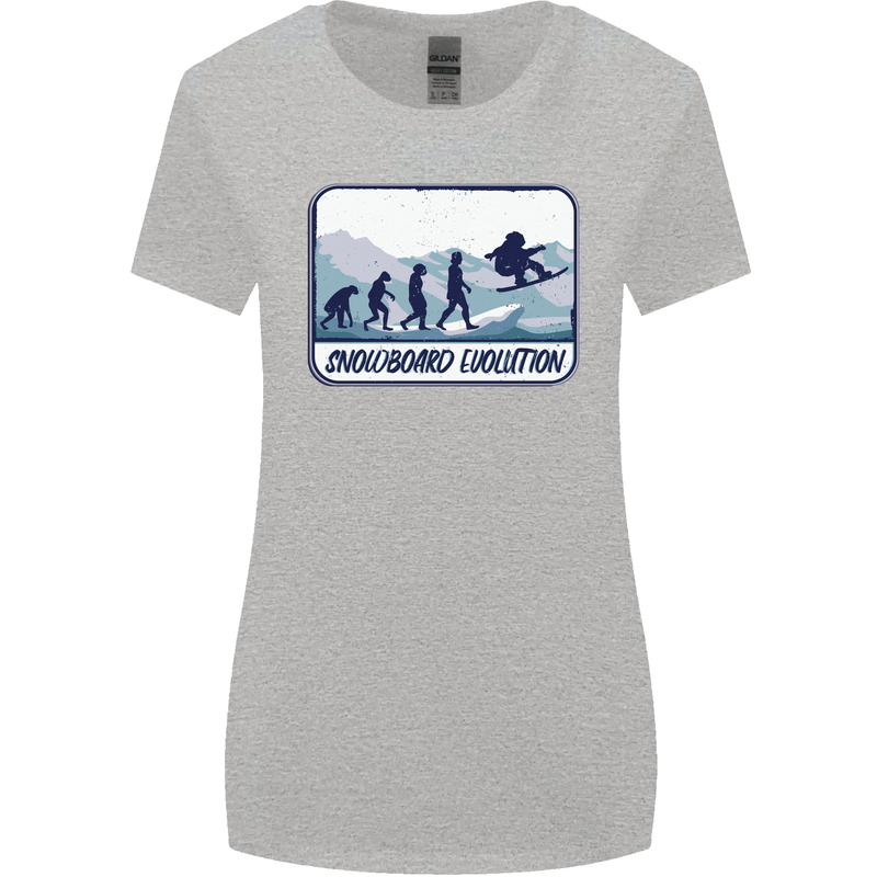 Snowboarding Evolution Funny Snowboarder Womens Wider Cut T-Shirt Sports Grey