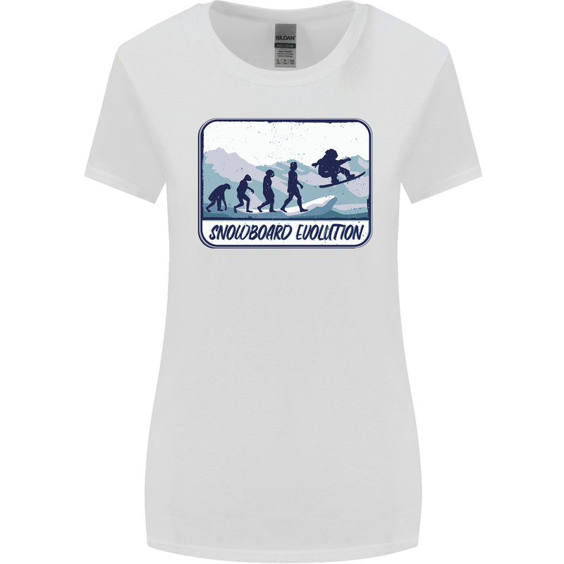 Snowboarding Evolution Funny Snowboarder Womens Wider Cut T-Shirt White