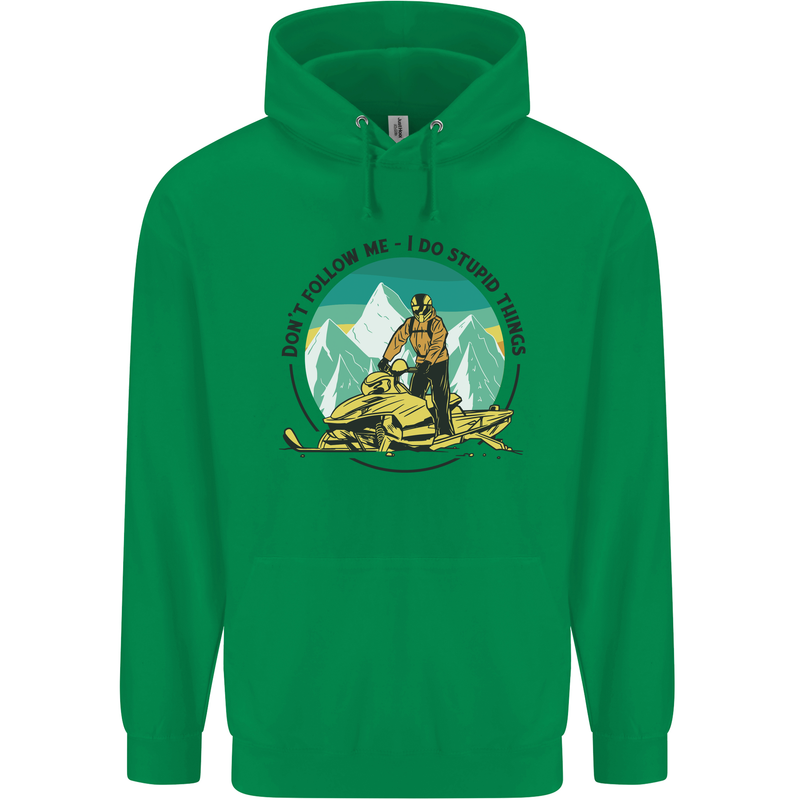 Snowmobile Dont Follow Me Funny Childrens Kids Hoodie Irish Green