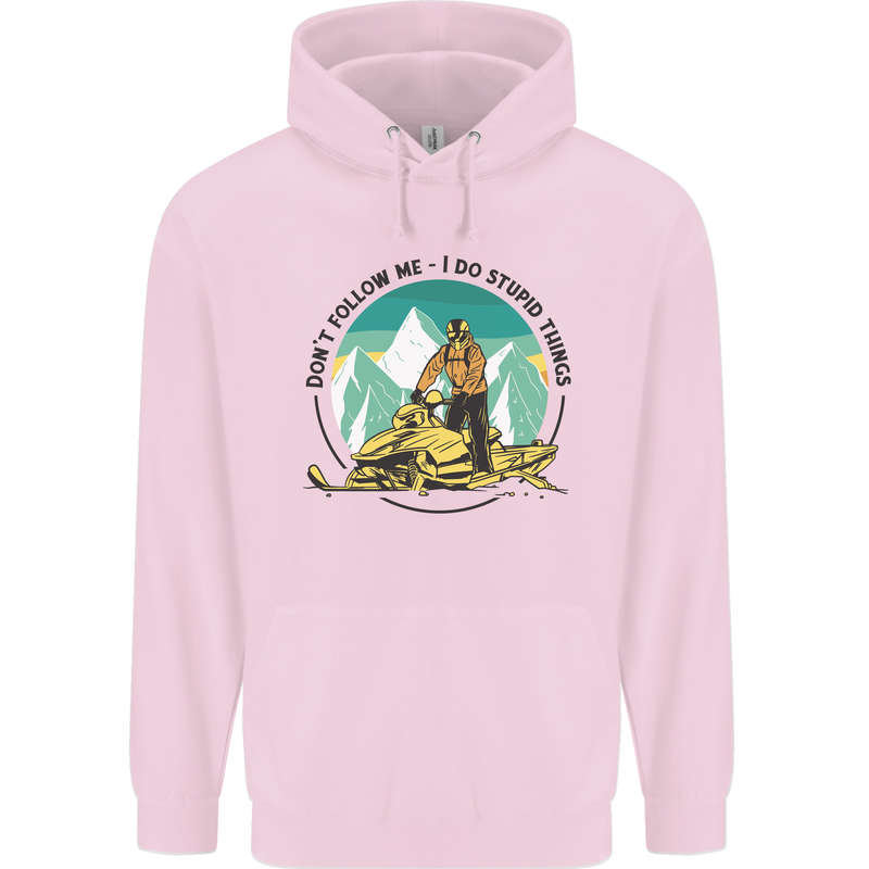 Snowmobile Dont Follow Me Funny Childrens Kids Hoodie Light Pink