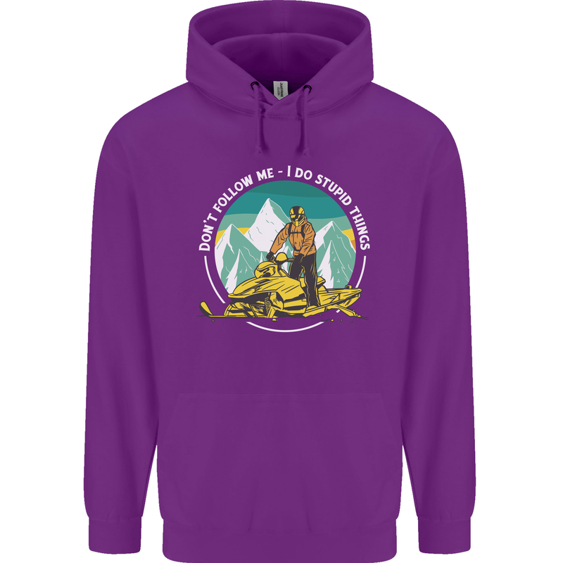 Snowmobile Dont Follow Me Funny Childrens Kids Hoodie Purple