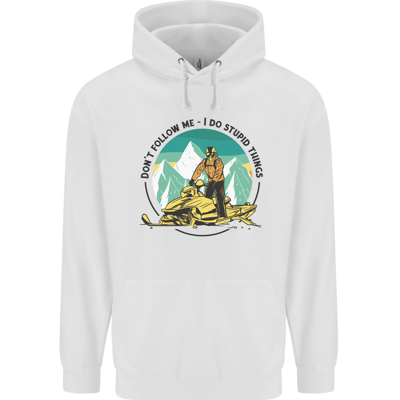 Snowmobile Dont Follow Me Funny Childrens Kids Hoodie White