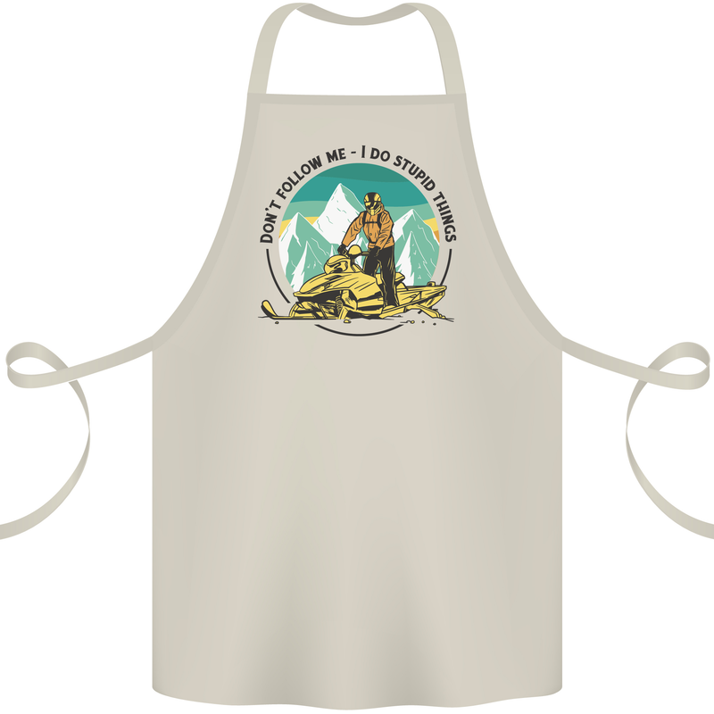 Snowmobile Dont Follow Me Funny Cotton Apron 100% Organic Natural