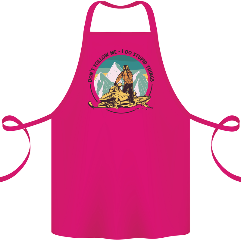 Snowmobile Dont Follow Me Funny Cotton Apron 100% Organic Pink