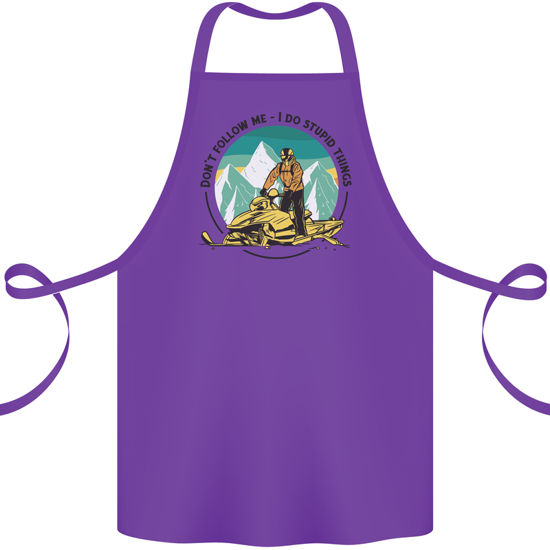 Snowmobile Dont Follow Me Funny Cotton Apron 100% Organic Purple