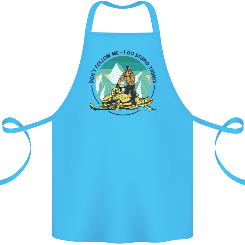 Snowmobile Dont Follow Me Funny Cotton Apron 100% Organic Turquoise