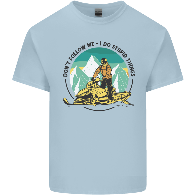 Snowmobile Dont Follow Me Funny Kids T-Shirt Childrens Light Blue