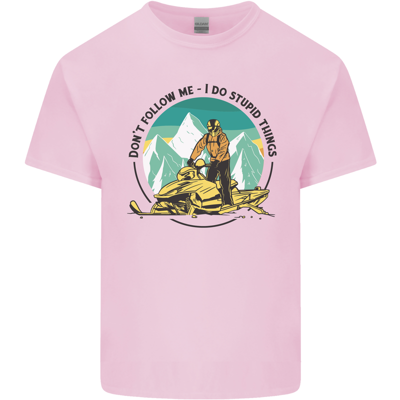 Snowmobile Dont Follow Me Funny Kids T-Shirt Childrens Light Pink