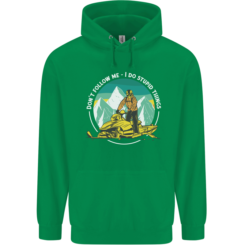 Snowmobile Dont Follow Me Funny Mens 80% Cotton Hoodie Irish Green