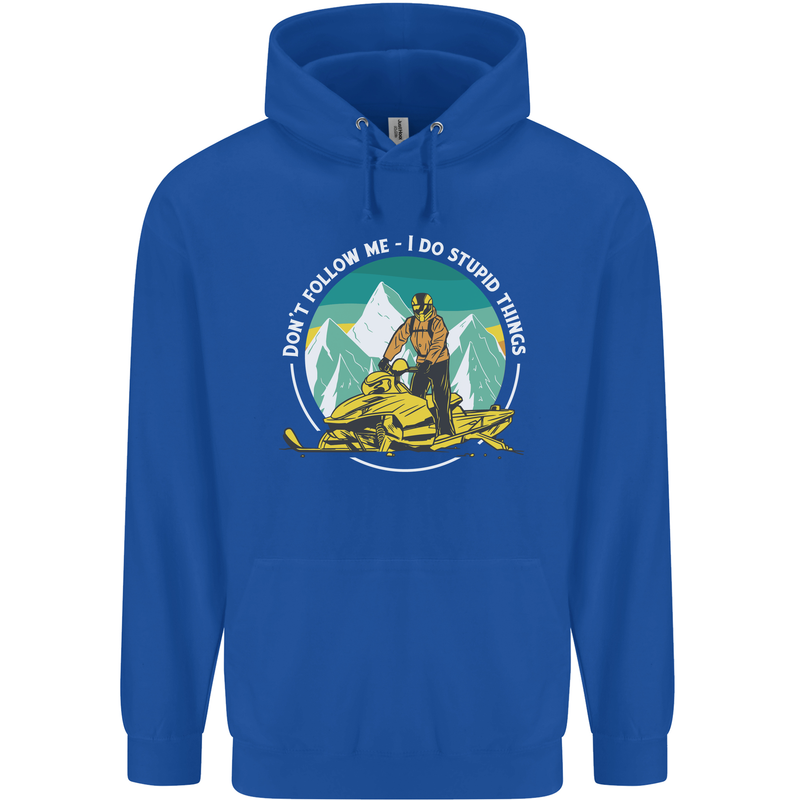 Snowmobile Dont Follow Me Funny Mens 80% Cotton Hoodie Royal Blue
