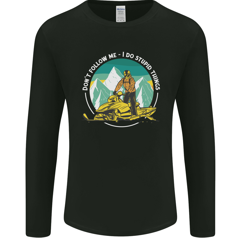 Snowmobile Dont Follow Me Funny Mens Long Sleeve T-Shirt Black