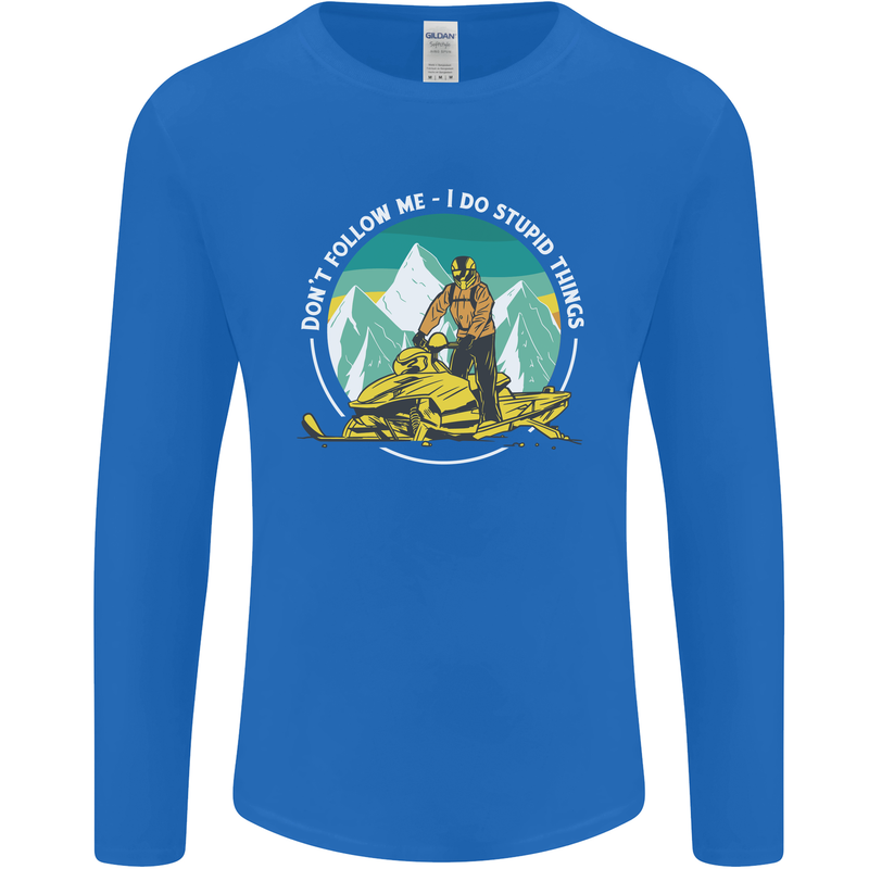 Snowmobile Dont Follow Me Funny Mens Long Sleeve T-Shirt Royal Blue