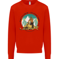 Snowmobile Dont Follow Me Funny Mens Sweatshirt Jumper Bright Red