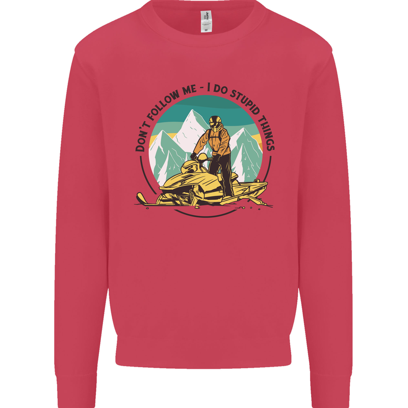 Snowmobile Dont Follow Me Funny Mens Sweatshirt Jumper Heliconia