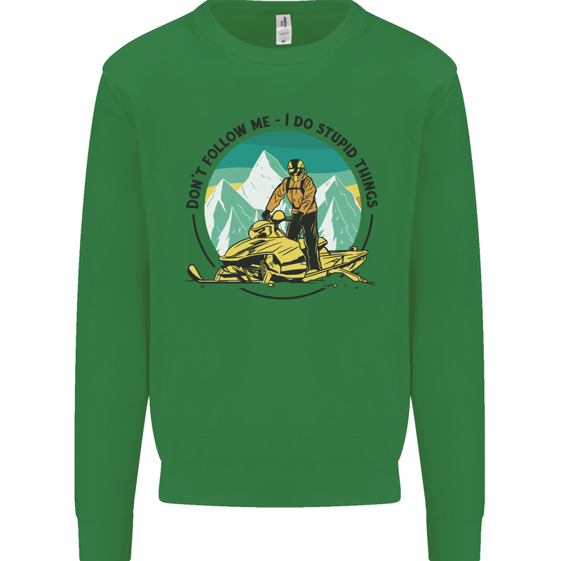 Snowmobile Dont Follow Me Funny Mens Sweatshirt Jumper Irish Green